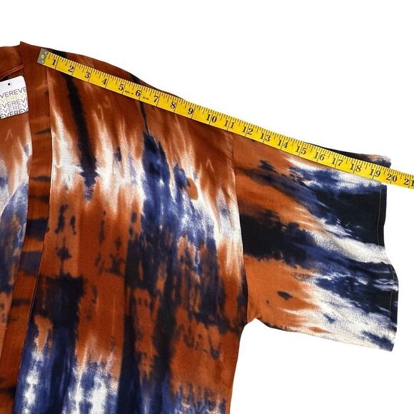 NWT EVEREVE Ronan Bindya Tie-dye Kimono One Size Fits Most Rust White Blue - Picture 10 of 14